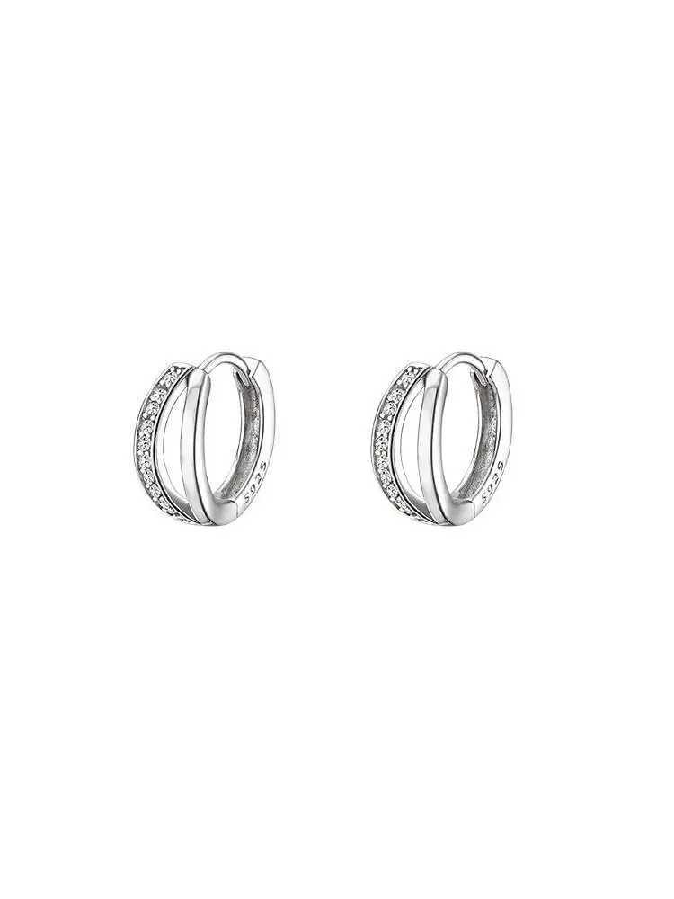 925 Sterling Silver hoop Earrings Temperament Simple Inlaid Zircon for Women Wedding Jewelry Accessories G251216