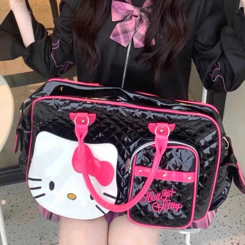 Sanrio Hello Kitty Large Capacity Crossbody Bag Pink Shoulder Bags For Women Y2k Sweet Girl PU Leather Handbag H251216