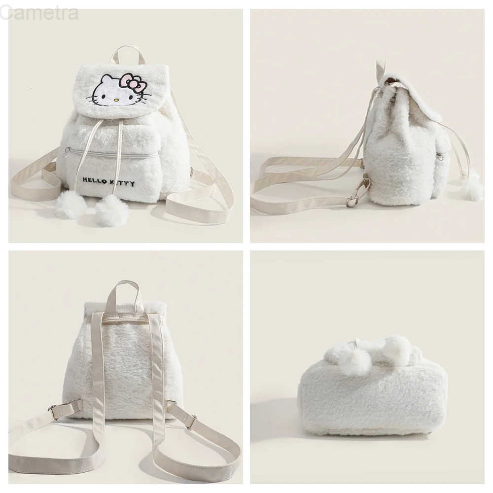 Sanrio Hellokitty Mymelody Plush Schoolbag Furry Bag Cute Cartoon Fluffy Satchel Tote Kawaii Handbags Backpacks Girls Christmas Gifts H251216