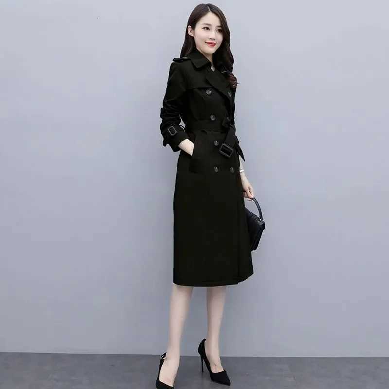 Womens Spring Autumn Jackets Coats 2025 New Korean Elegant Lady Windbreakers Double Breasted Streetwear Trench Female OuterwearT251216