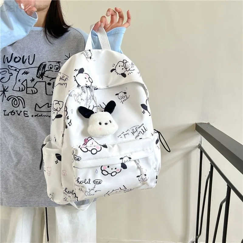Sanrio Kawaii Pochacco Girlss Schoolbag Junior High School Student Soft Girl Backpack Female High School Student Large Capacity Bag H251216
