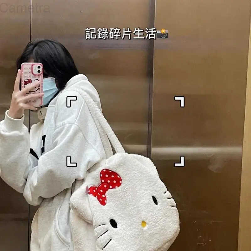 Sanrio Shoulder Bag Hello Kitty Storage Bag Autumn and Winter Cute Anime Cartoon Kawaii Student Campus Adult Outdoors Portable H251216
