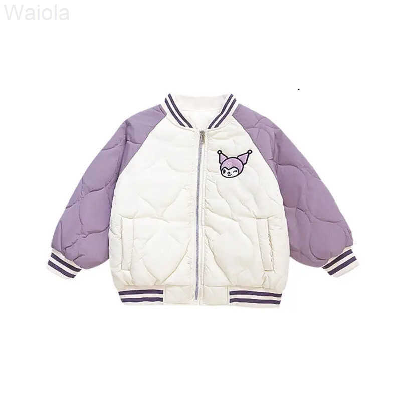 Sanrio Kuromi Cotton-Padded Jacket Girl Winter Coat Tops Baseball Jersey Child Kawaii Anime Cartoon Fashion New Casual Clothing H251216