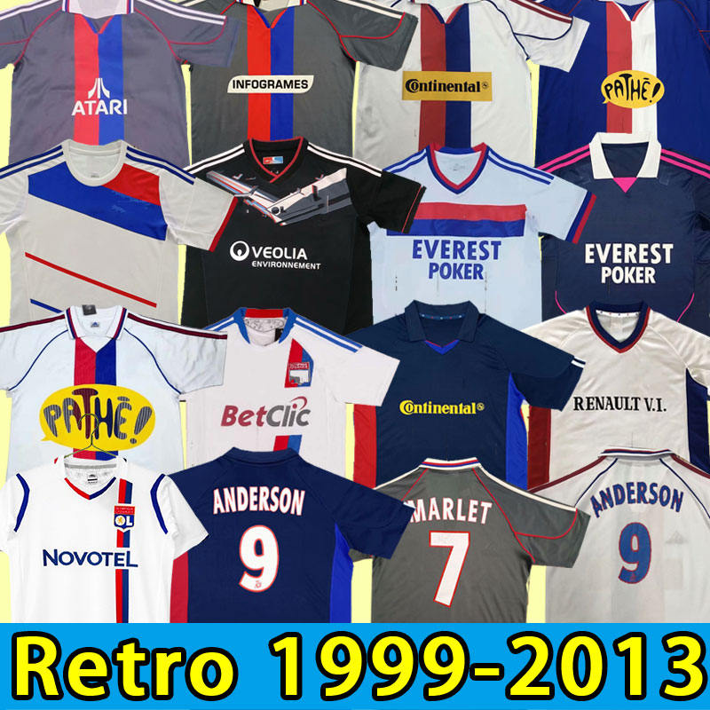 retro Lyonnais Lyon soccer jerseys Carriere GOVOU GOURCUFF TOULALAN JUNINHO BASTOS BENZEMA MARLET Maillot de football shirt classic 00 01 02 08 09 10 11 12 13 99 2000