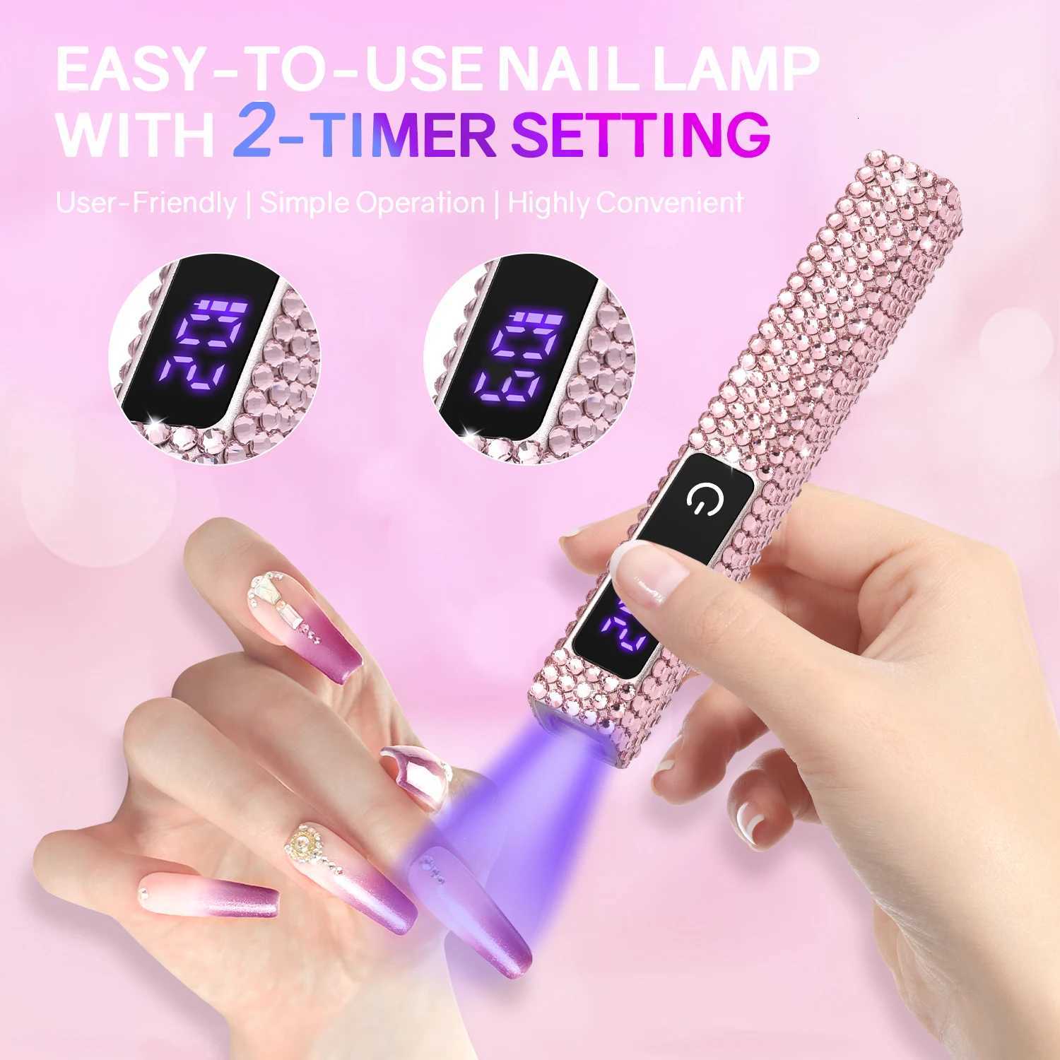 Portable Handheld Mini Nail Lamp For All Gel Polish Quick Dry USB Rechargeable Nail Dryer Machine UV LED Nail Lamp With DiamondT251216
