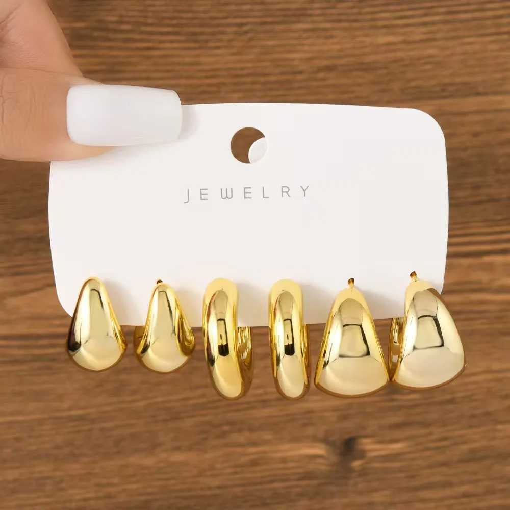 6pieces of minimalist smooth round ring water droplet earrings jewelry set for ladies craft G251216