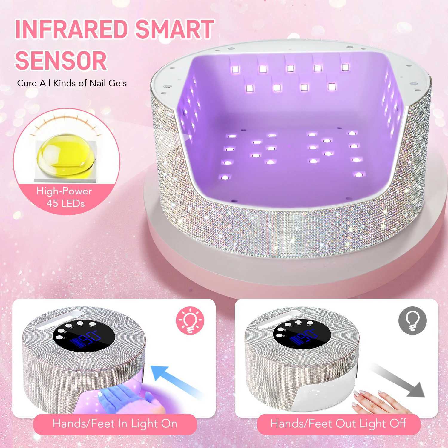 DianaBeauty UV LED Nail Lamp Rechargeable Cordless Nail Dryer with 4 Timing Modes HD Display UV Lamp for Nails Manicure ToolsT251216