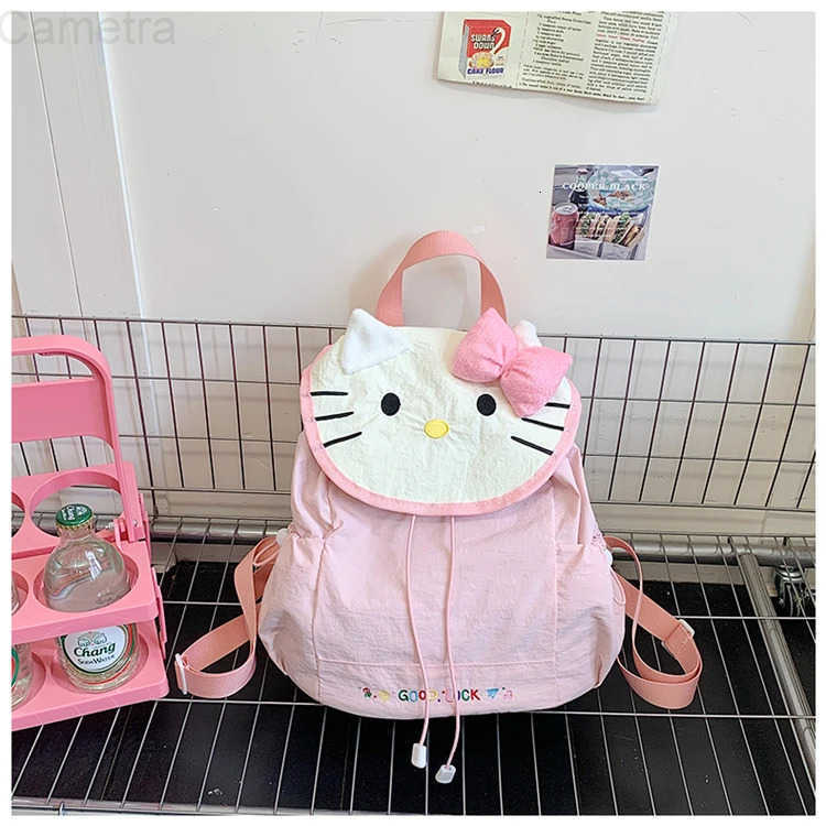 Sanrio Kawaii Hello Kitty Backpacks Student Schoolbag Girls 2025 New Large Capacity Nylon Backpack Pink Mochila Infantil Menina Girls H251216