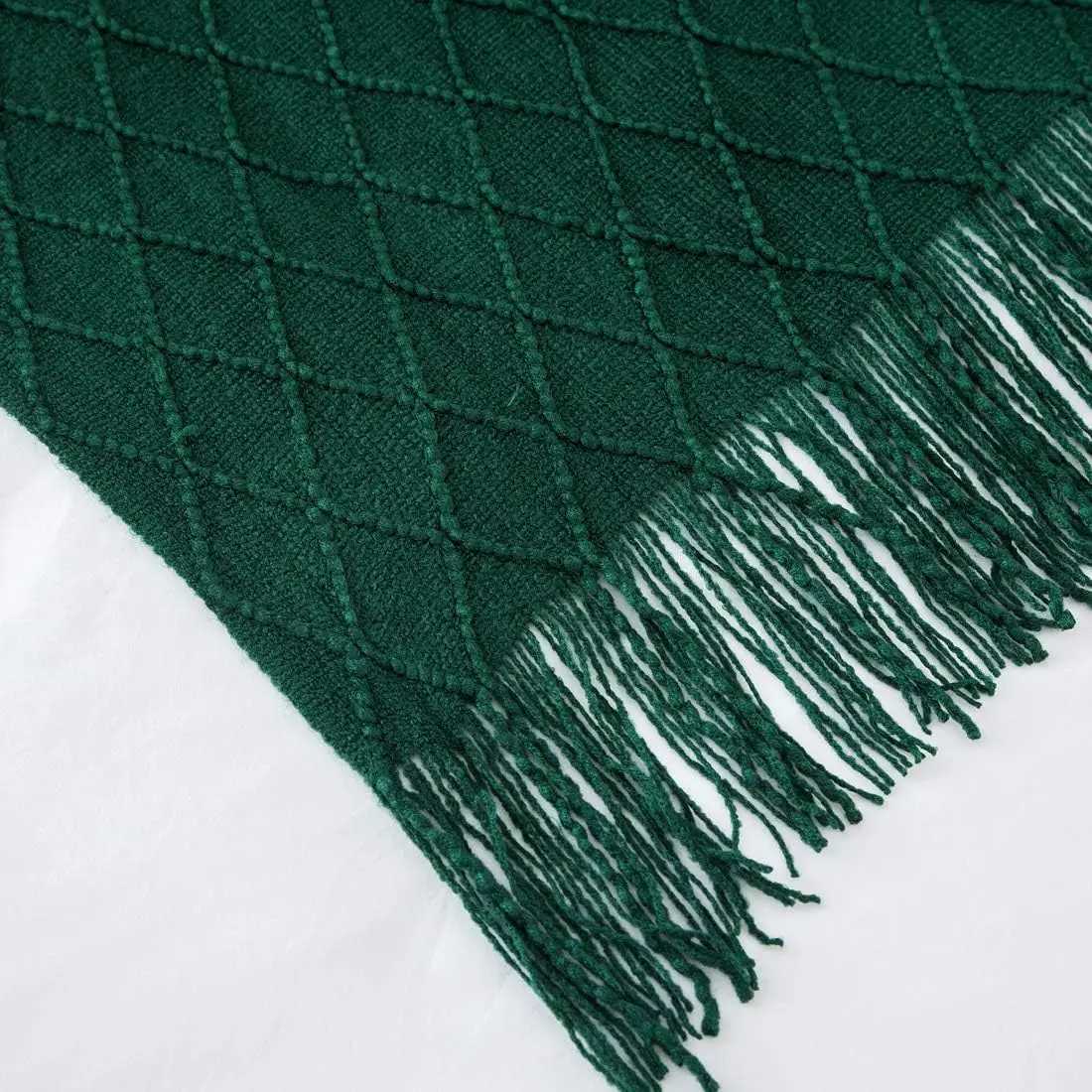 Gift Green Christmas Throw Blanket Soft Boho Bed Throw BlanketsCozy Knitted Throw BlanketOversized Knit Farmhouse Blankets H251216 - view 6