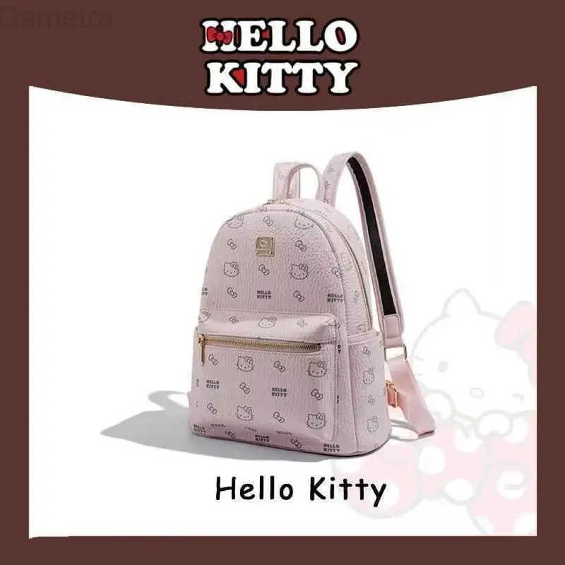 Sanrio Hello Kitty Pu Backpack Bag Cartoon Anime Cute Waterproof Backpacks Students Bag Kids Girl Gift Knapsack Kawaii Kids Bags H251216
