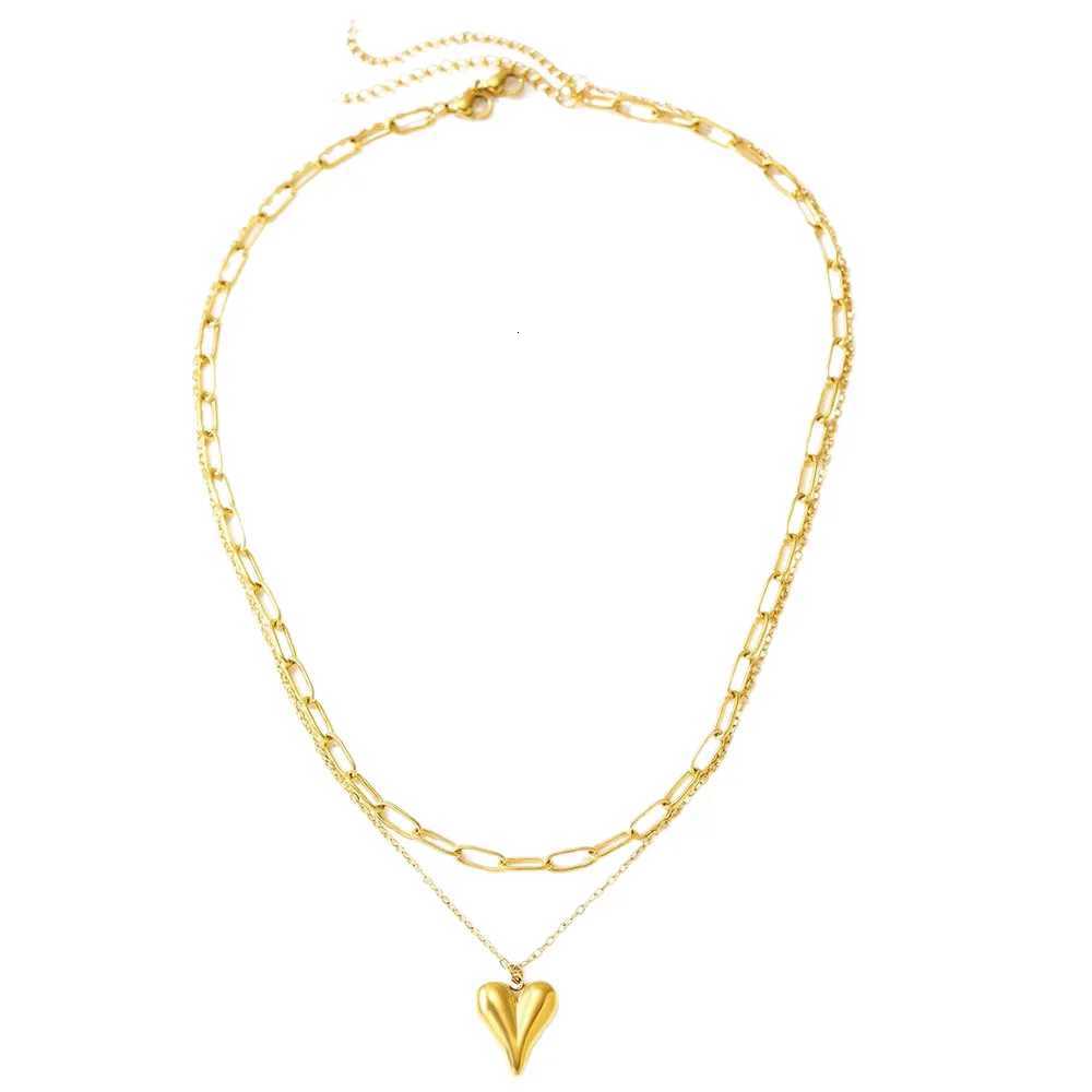 Stainless Steel Multilayer Heart Necklace For Women Girls Goth Gold Color Clavicle Chain Charm Choker Jewelry Birthday Gift M251216