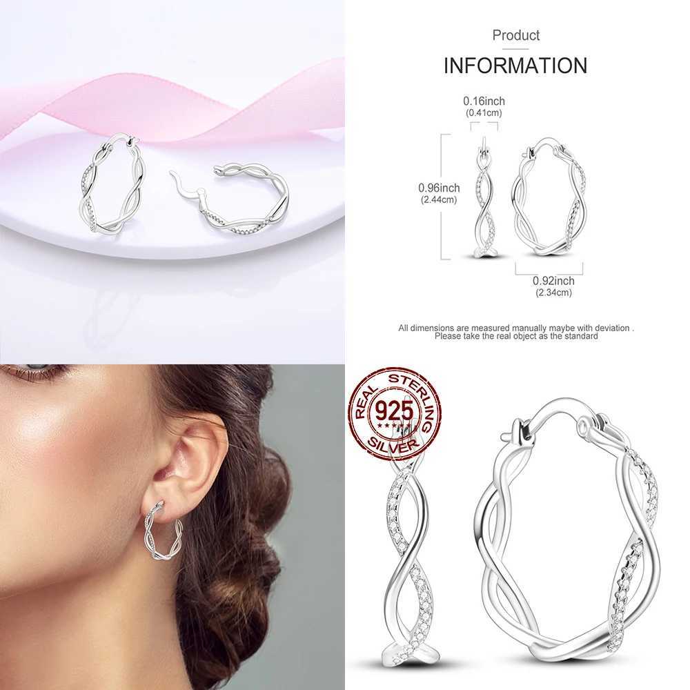 Silver Zircon U-Shape Heart Earrings 925 Sterling Silver Hoop Earrings Jewelry Gift For Women Girls Party Engagement G251216
