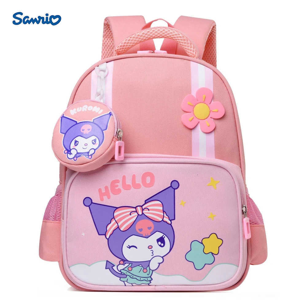 Sanrio Kuromi Cute Cartoon Kindergarten School Bag for 3-6Y Girls Waterproof Adjustable Double Shoulder Backpack Princess Gifts H251216