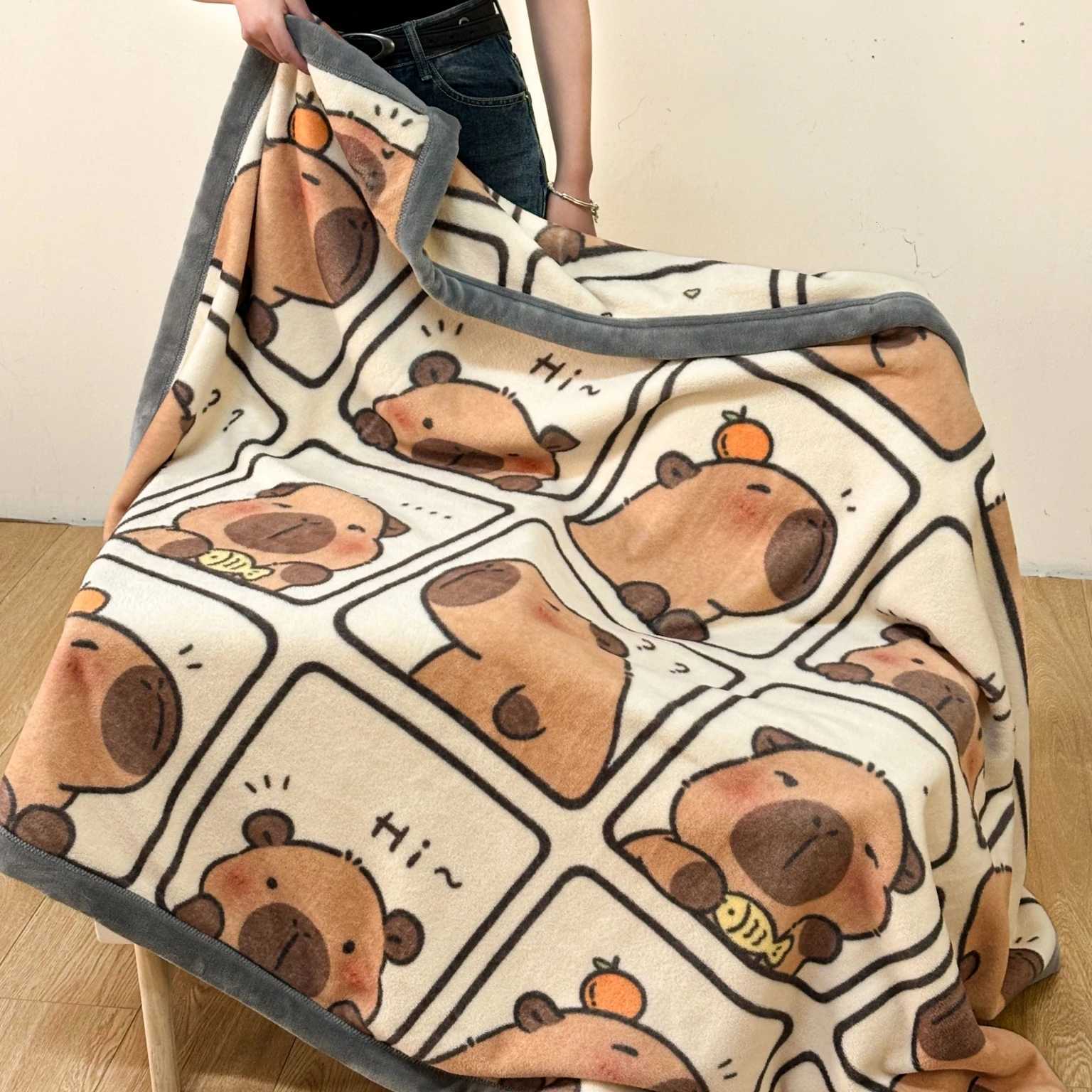 YYT 2025 New Capybara Thin blanket sofa cover bedding Cute puppy print Autumn Winter warm comforter Home and decoration H251216 - view 4