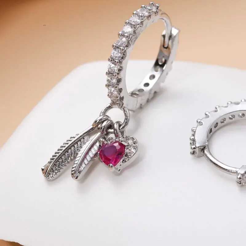 Womens Multi - Style Hoop Earrings Set - Rhinestone Heart Feather Pendant Earrings Fashion Party Daily Jewelry Accessories G251216