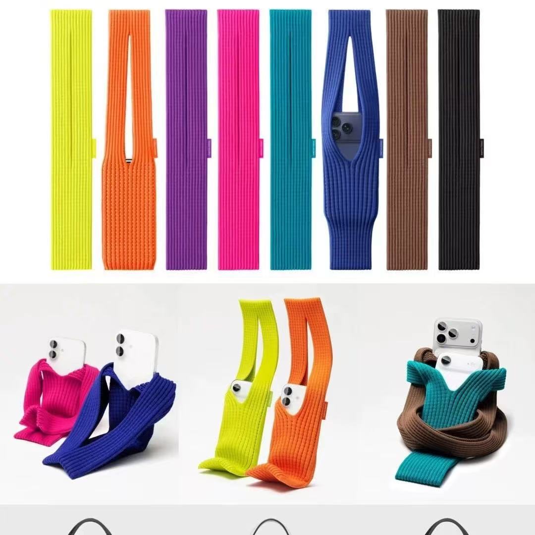 2025 New Trendy Mobile Phone Bag with High end Design, Personalized Multi color Apple Knitted Handbag, Hanging Bag, Anti loss Phone