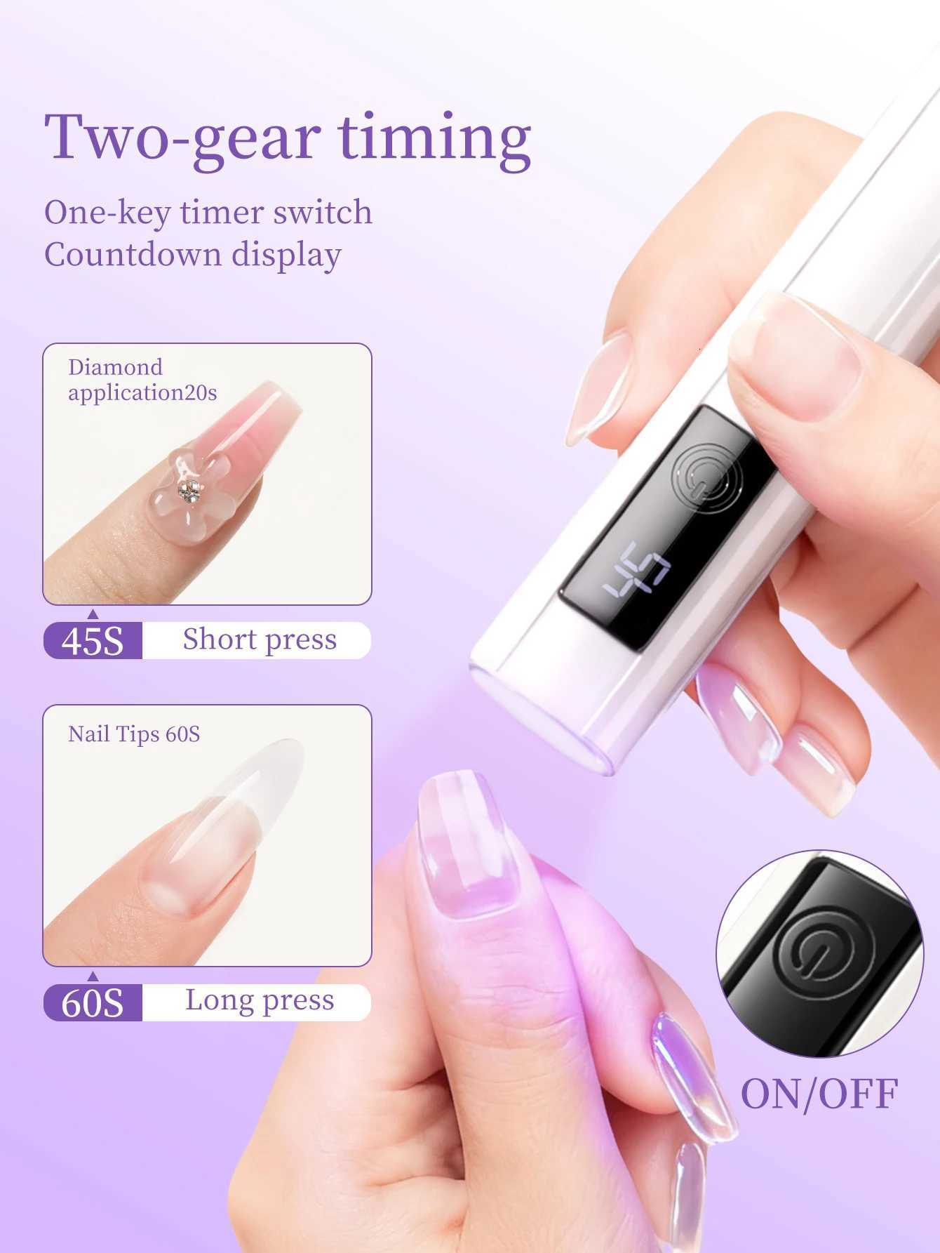 1pc White Mini Rechargeable UV LED Nail Art Lamp with Stand for Gel Nail Quick Drying Manicure Machine UV LED Gel Nail PolishT251216