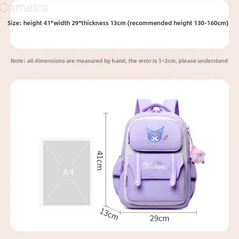 Sanrio kuromi student schoolbag cartoon cute creative large capacity lightweight burden reduction and spine protection backpack H251216