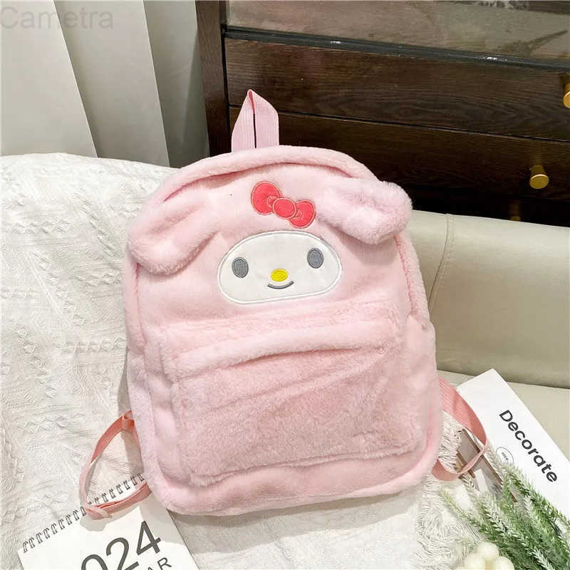 Sanrio 2025 new Lovely Plush Backpack Cinnamoroll Kuromi Girl Heart Large Capacity My Melody Shoulders Bag Kid girls Gift H251216