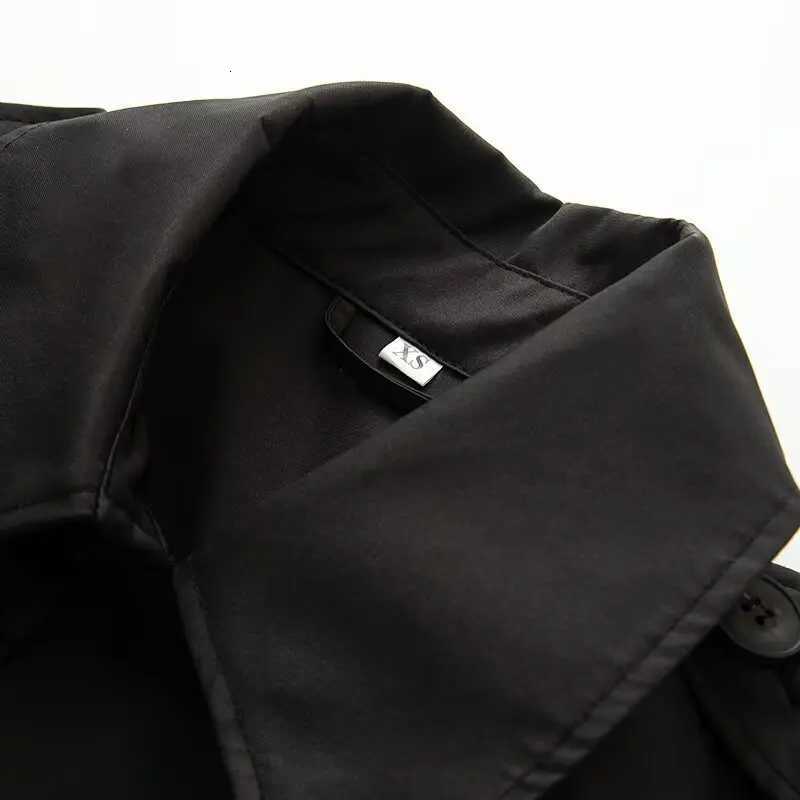 Popular European and American womens short lapel double-breasted windbreaker jacket with small temperament British styleT251216