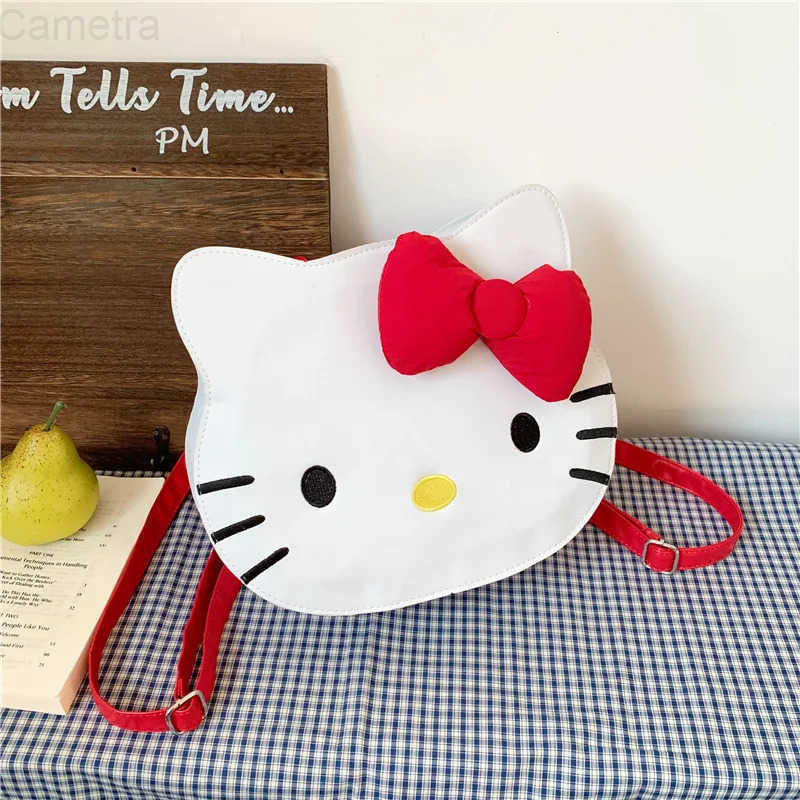 Sanrio 2025 New Hello Kitty Canvas Tote Bag Large Capacity Fashion Shoulder Bag for Women Girls School Commute Cartoon Work Backpack H251216