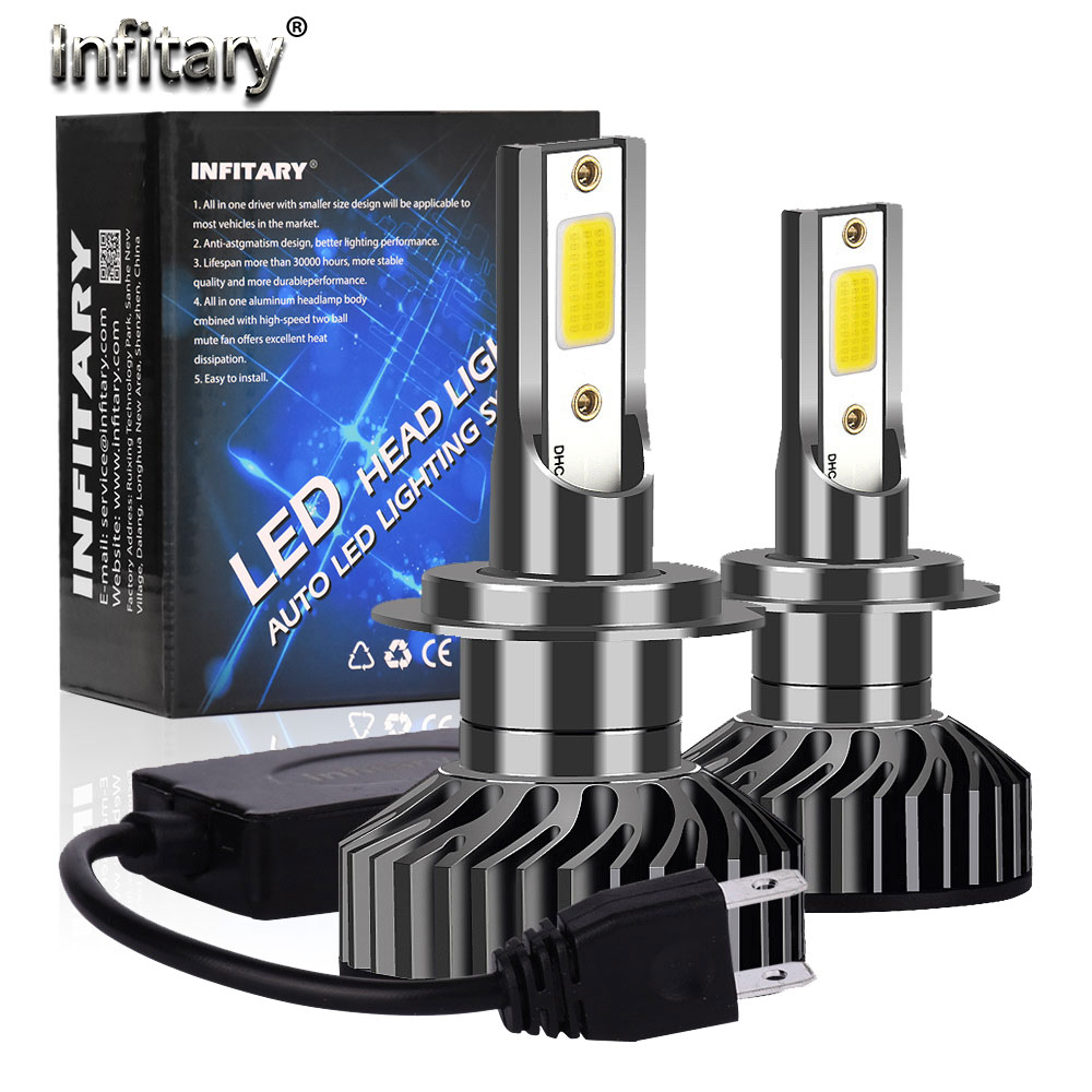 Infitary H7 LED H1 H11 9005 9006 H4 Headlight for Car 12000LM Auto Headlamps with Canbus Bulbs Fog Lights HB3 HB4 White 6500K 12V Lamps