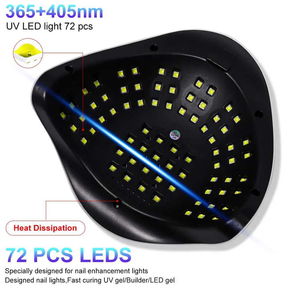 72LED UV Nail Art Lamp Professional High Power Nail Dryer with Sensor Fast Curing Gel Nail Polish Drying Lamp Nail Salon ToolsT251216
