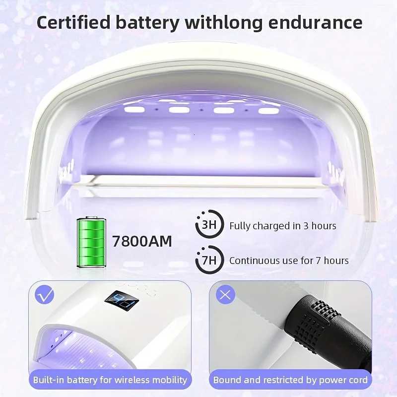 Rechargeable UV LED Nail Lamp 66W Lamp for Manicure with LCD Screen 4 Timer Settings Nail Art Manicure Tools for Home and SalonT251216