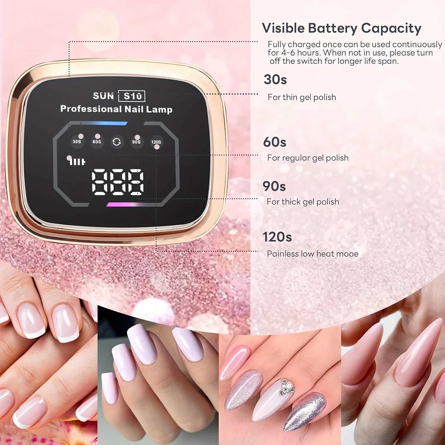 36 LEDS Nail Dryer Cordless Lamp 108W Rechargeable UV LED for Manicure and Curing All Gel Nail Polish at Home DIY SalonT251216