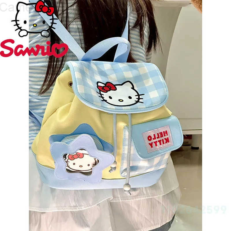 Sanrio Hello Kitty New Womens Backpack Fashion High Quality Girls Drawstring Backpack Small Fresh Leisure Girls Travel Backpack H251216