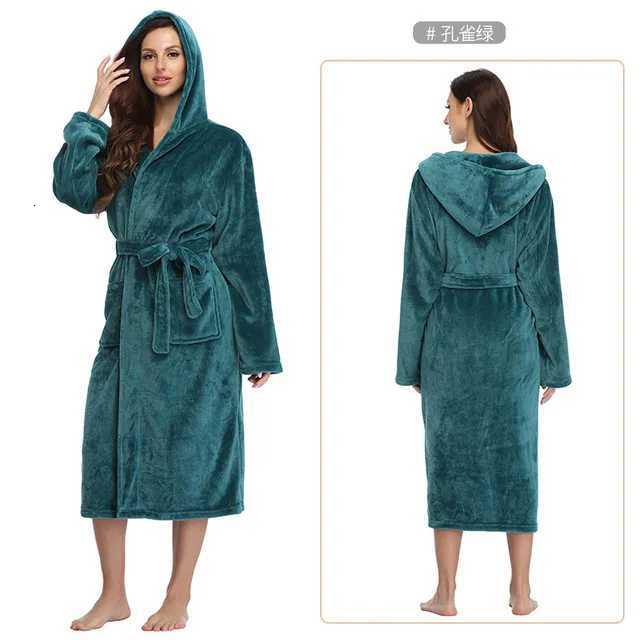 Women Sleepwear Nightgown Loungewear Hotel Autumn and Winter Pajamas Extended Flannel Couple Bathrobe Sleepwear Women C251216