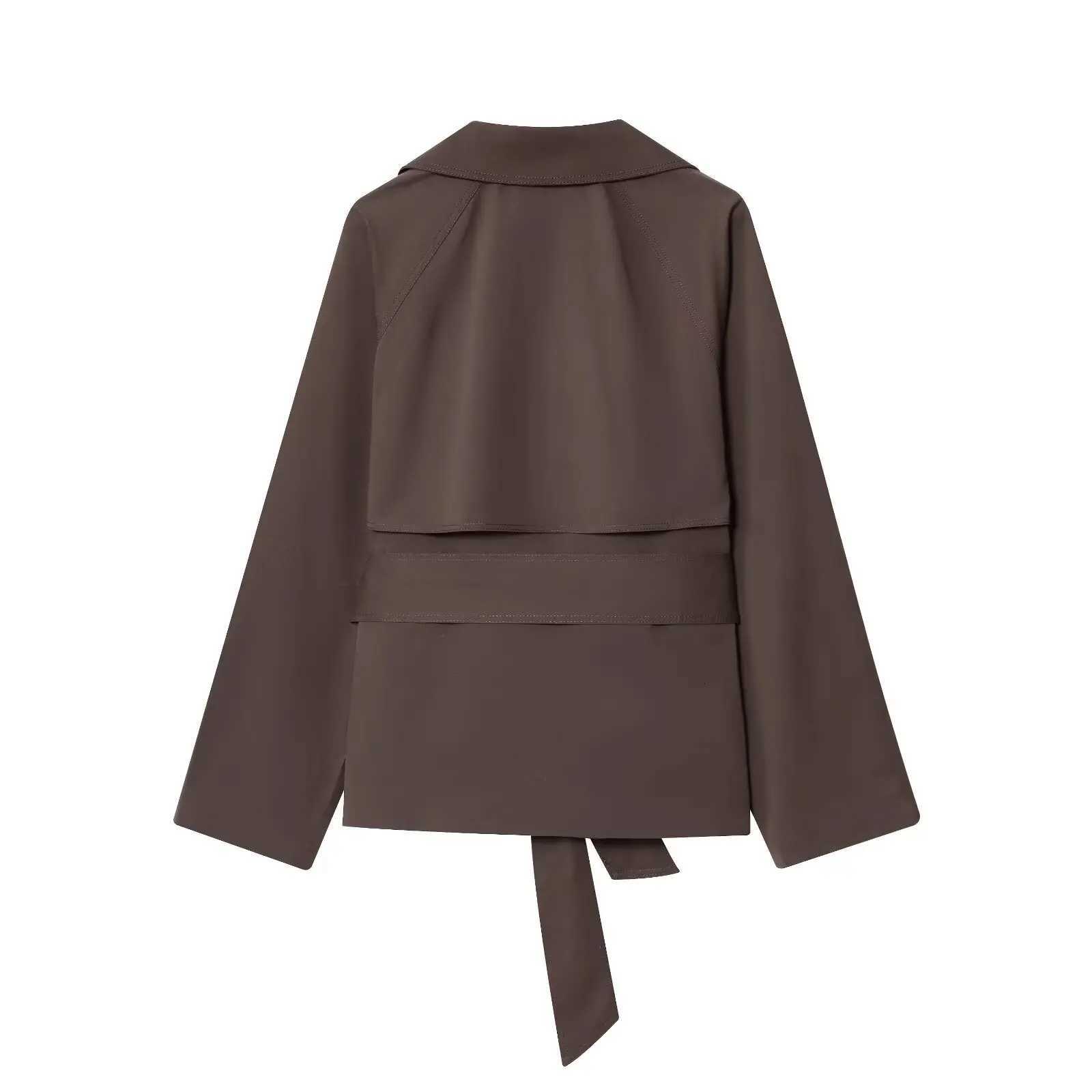 DiYiG WOMAN 2025 Autumn New Fashion Multicolor with Belt Short Coat Joker Long Sleeve Casual Coat Outerwear MujerT251216