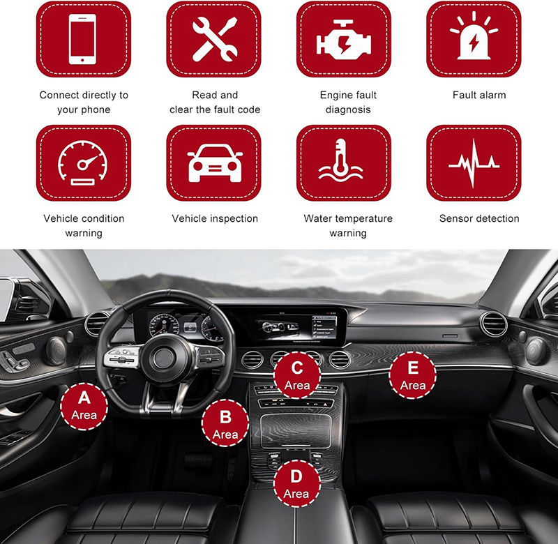 Bluetooth Car Scanner Tool OBD ELM327 V2.1 Advanced OBD2 Scanner for Cars Universal OBD II Wireless Diagnostic Tester Adapter Auto Engine Diagnostic C