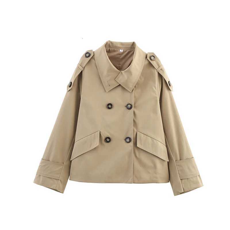 Womens Short Trench Coat Autumn Fashion Double Breasted Long Sleeve Trench Vintage Female Outerwear Chic TopsT251216