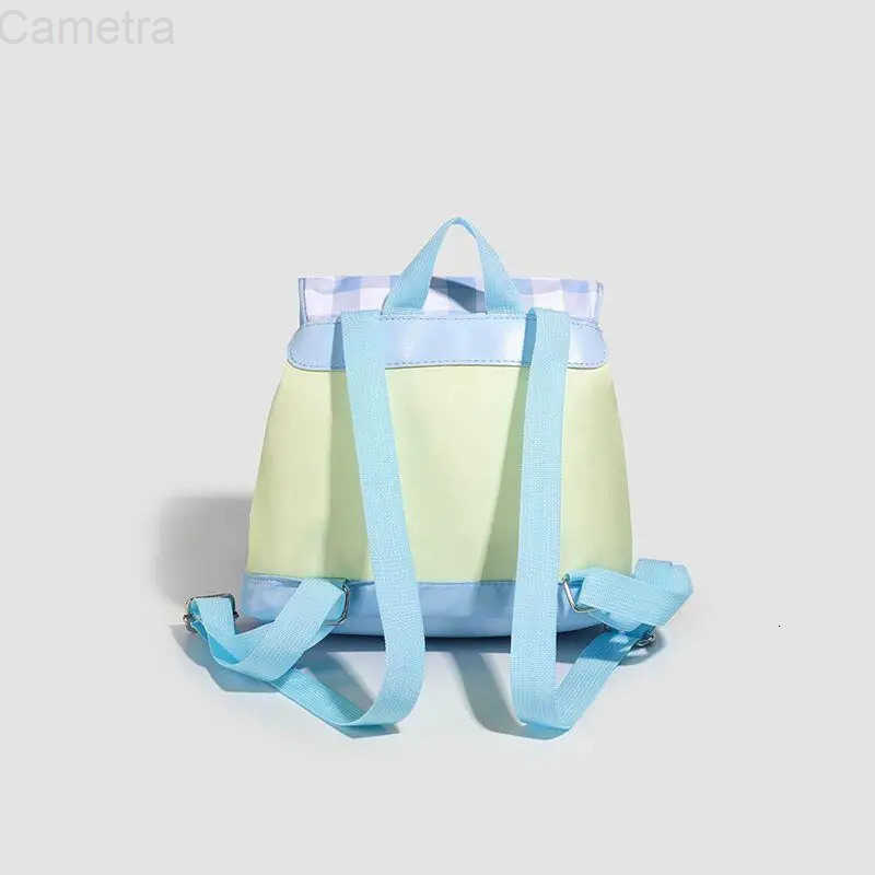 Sanrio Hello Kitty Girl Checkered Backpack Student Handbag Travel Versatile Kawaii Anime Cartoon Fashion New Style Casual Bag H251216