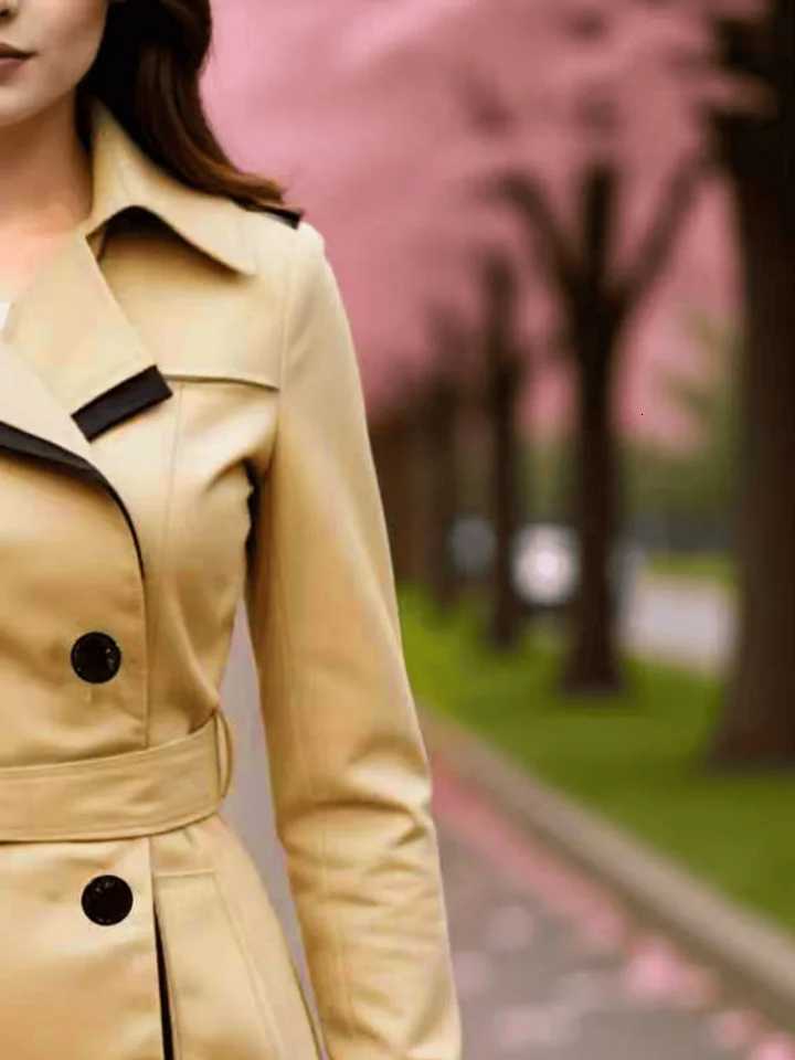 Spring Autumn Trench Coat European American Womens Jacket Street Elegant Quality Double-Breasted Womens Wear Thin CoatT251216