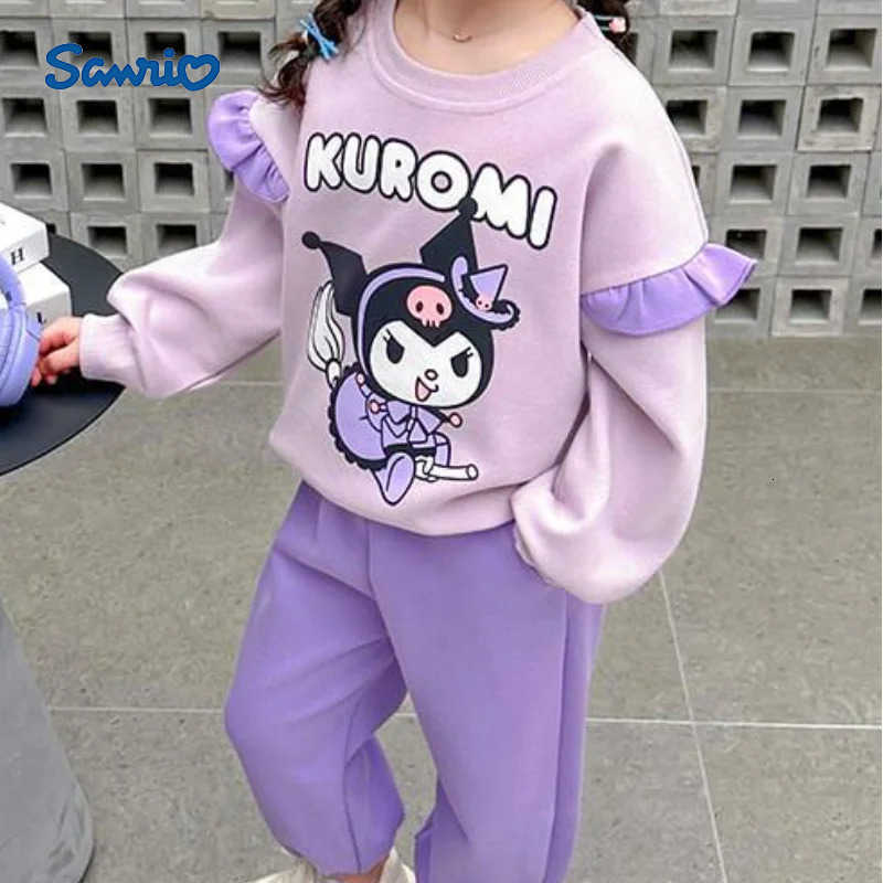 Sanrio Hello Kitty Tops Set Girls Spring Sports 2024 New Fashionable Stylish Cartoon Kuromi Clothes 11 12 Years Girls Winter H251216