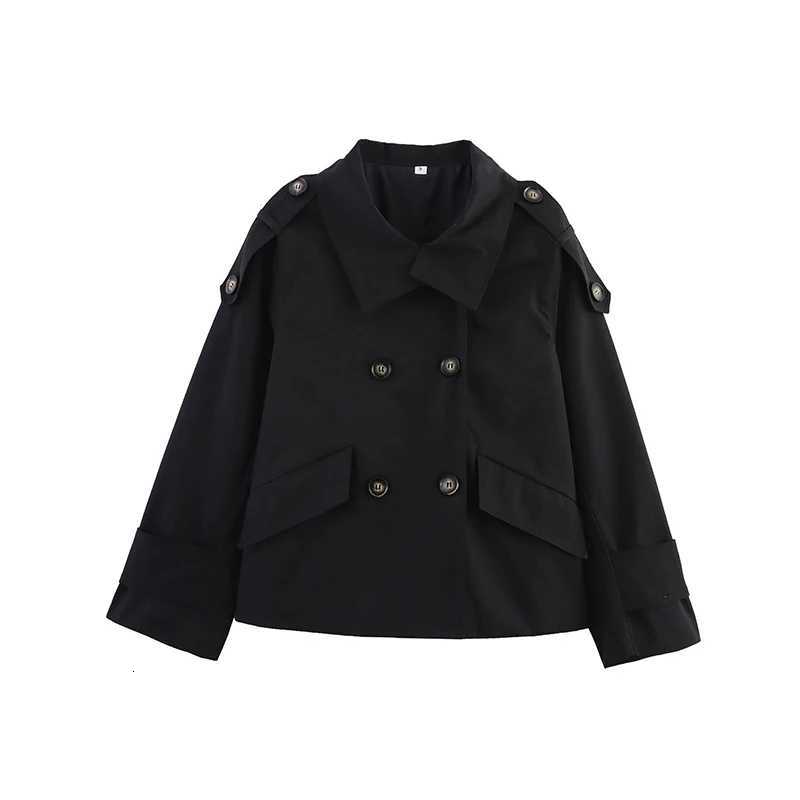 Womens Short Trench Coat Autumn Fashion Double Breasted Long Sleeve Trench Vintage Female Outerwear Chic TopsT251216