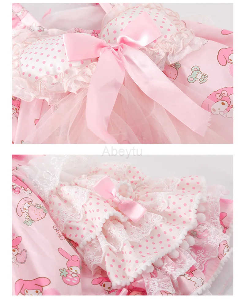 Sanrio My Melody Lolita Princess Dress 2025 Childrens Cosplay Costume Puffy Skirt Suit for Girls Summer Birthday Party Gift H2512161