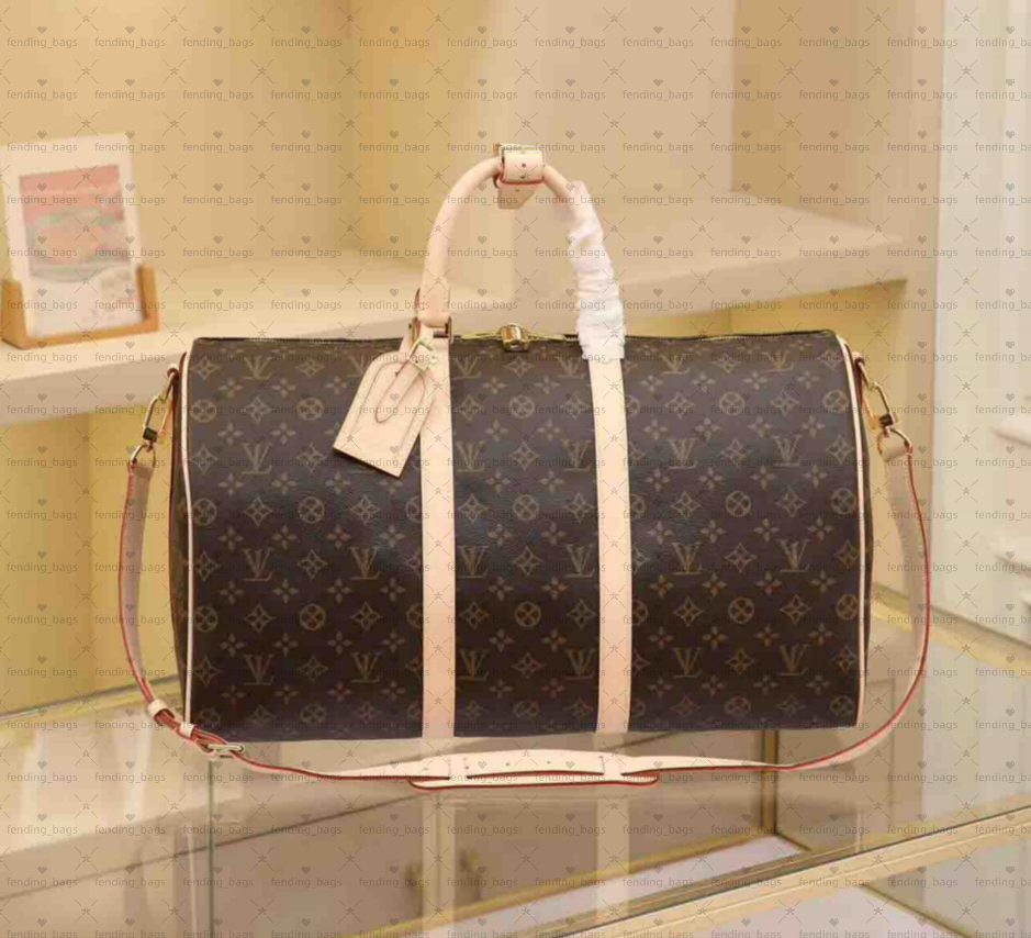 Large leather duffel bag designer travel bag 55 keepall luggage bags for holiday business sport handbags luxury duffle bag leather casual modern weekender bag