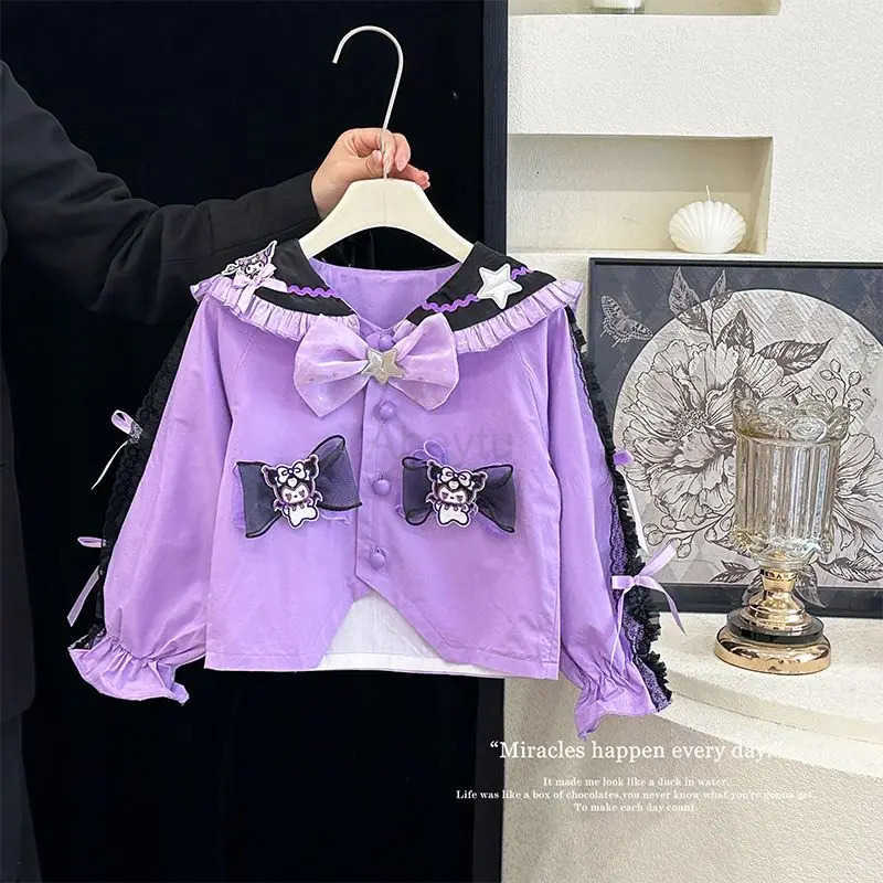 Sanrio Kawaii Kuromi Children Lovely Cartoon Comfortable Jacket Students Princess Dress Suit Hoodie Christmas Gifts for Kids H251216