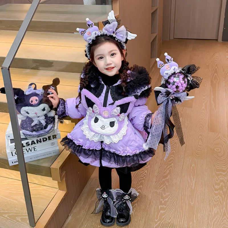 Sanrio Kawaii Kuromi Melody Children Lolita Down Jacket White Duck Down Winter Anime Princess Fashion Jacket Thicken Warm Cartoon Coat H251216
