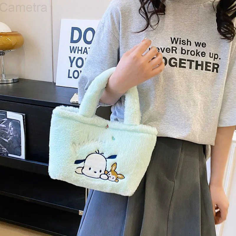 Sanrio Kawaii Plush Bag Kuromi Backpack Anime Melody Cinnamoroll Plushie Handbags Pochacco Cartoon Stuffed Bag for Girls Gifts H251216