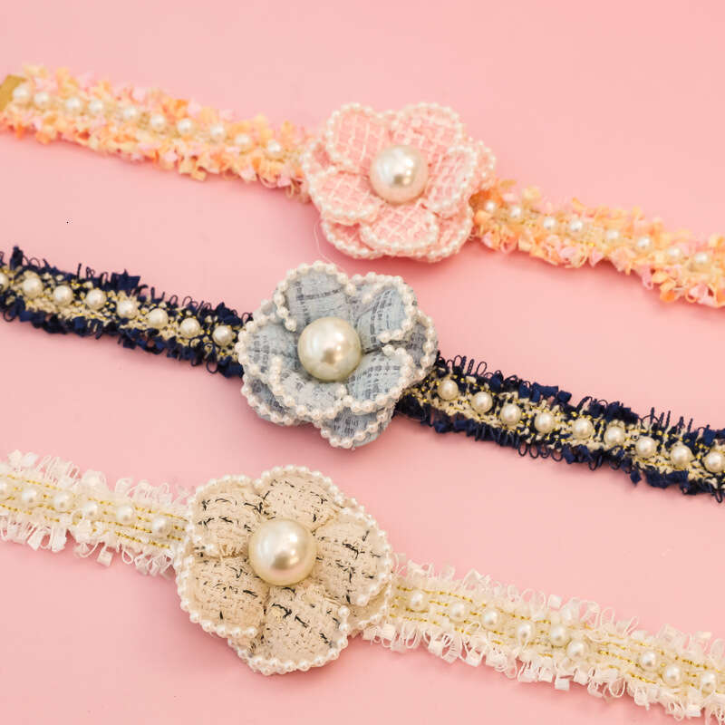 Collar Pet for Kittens and Small Dogs luxury Accessories Camellia Pearl Rose Flower High End Lady Princess Neckband Dogs & Accessories Flower