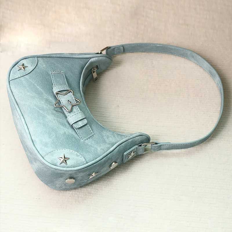 Vintage Casual Cute White Star Shoulder Underarm Tote Bag Ladies Sling Bags Leather Zip Purses Handbags For Women M251216