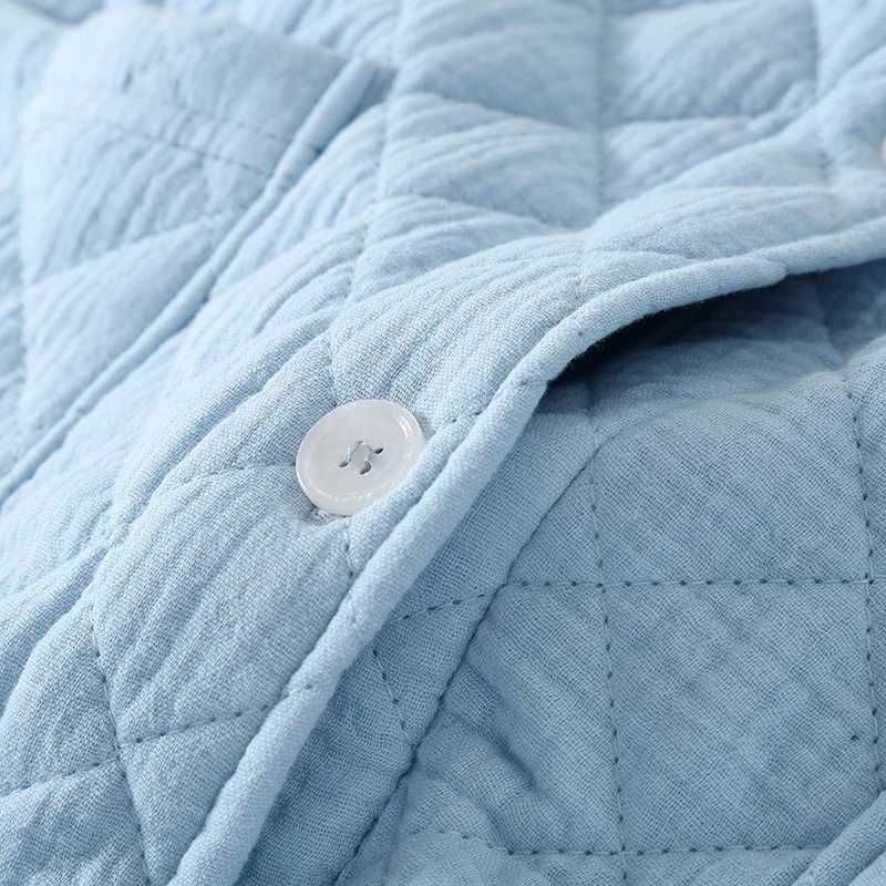 Autumn Winter Women Warm Cotton with Filler Robe Ladies Bathrobe Female Long Sleeve Dressing Gown Robes Simple Home Clothes C251216