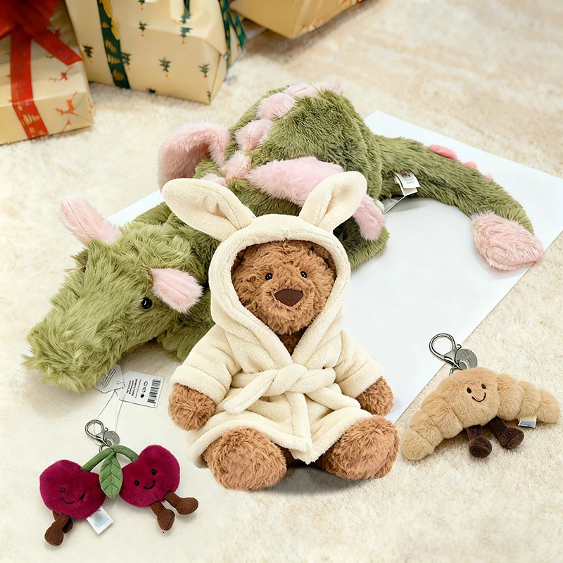 Cute jelly Plush Teddy Bear Wearing A Bathrobe Plush Rabbit Cake Plush Toys Floral Rabbit Plush Toys Fun Rose Gifts 251216