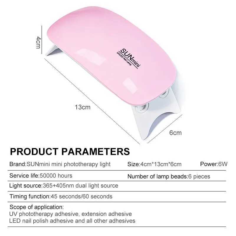 6W Mini Nail Dryer Mquina Porttil 6 LED UV Manicure Lmpada Home Use Nail Lamp Para Secagem Verniz Polons Com Cabo USBT251216