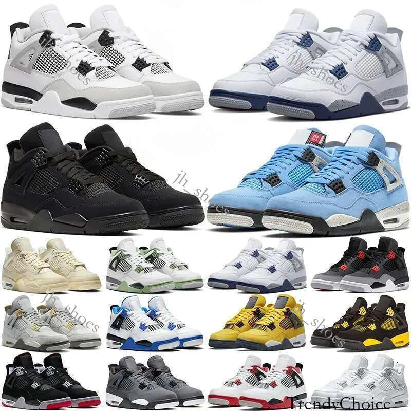 Designer Black Cat 4S basketball shoes Men Women Sneaker Metallic Gold Military Bred Sail Red Cement Thunder Oreo University Blue Pine Green Sports Trainers 36-47