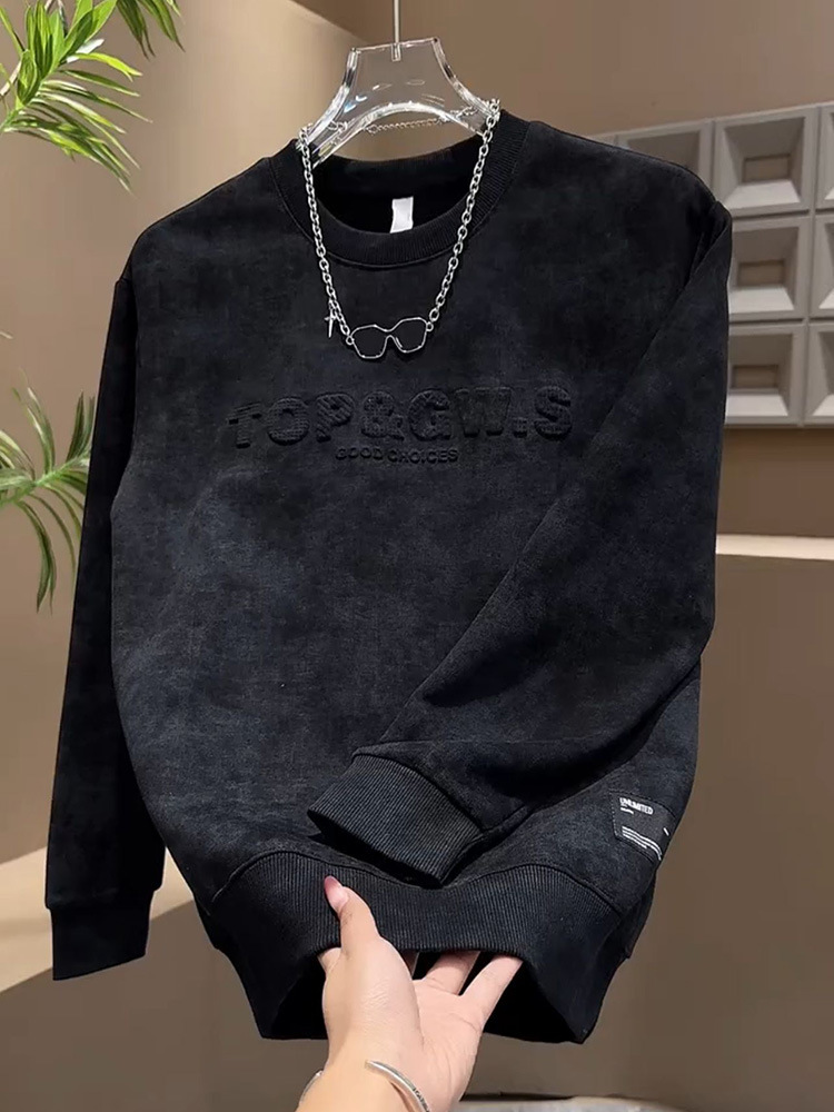 2025 Autumn Winter New Arrival Versatile Trendy Pullover Hoodie for Men - Embossed Letter, Tie-Dye Top, Long Sleeve, Casual & Stylish Streetwear
